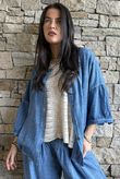 Loom & Thread Pin Tuck Blouse Washed Denim /40=